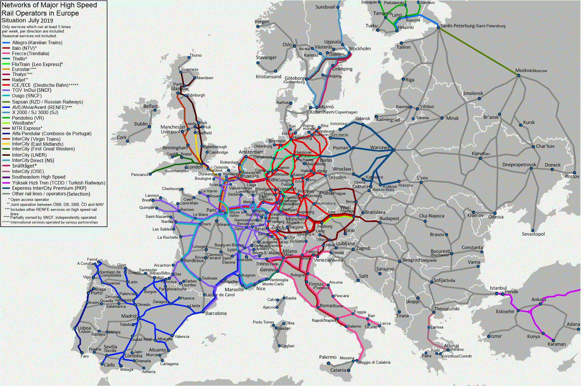 TGV in Europe's high speed rail system.
