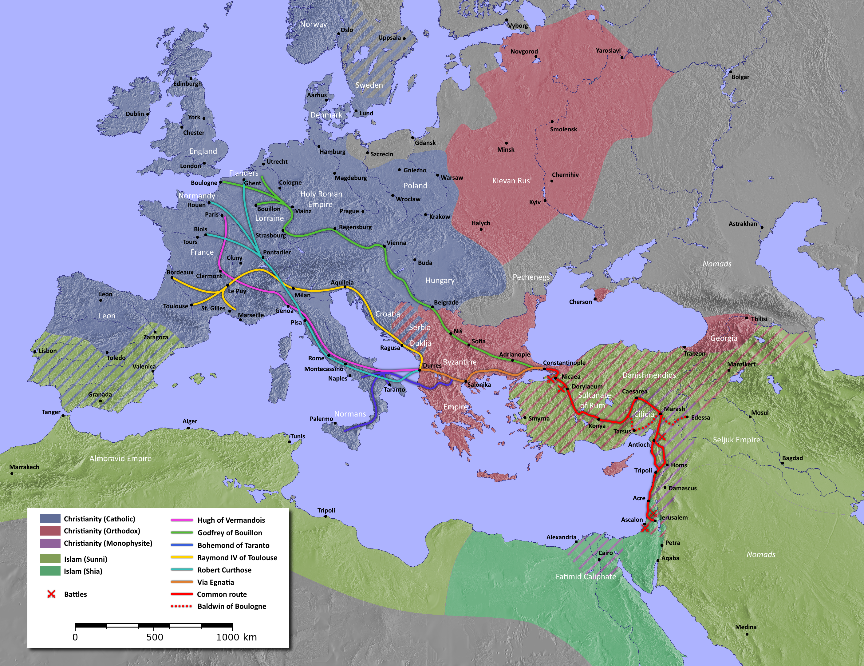Map of the First Crusade