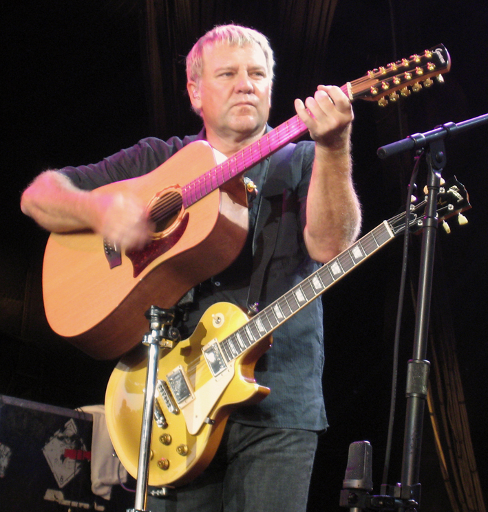 Alex Lifeson and his Garrison and Gibson guitars