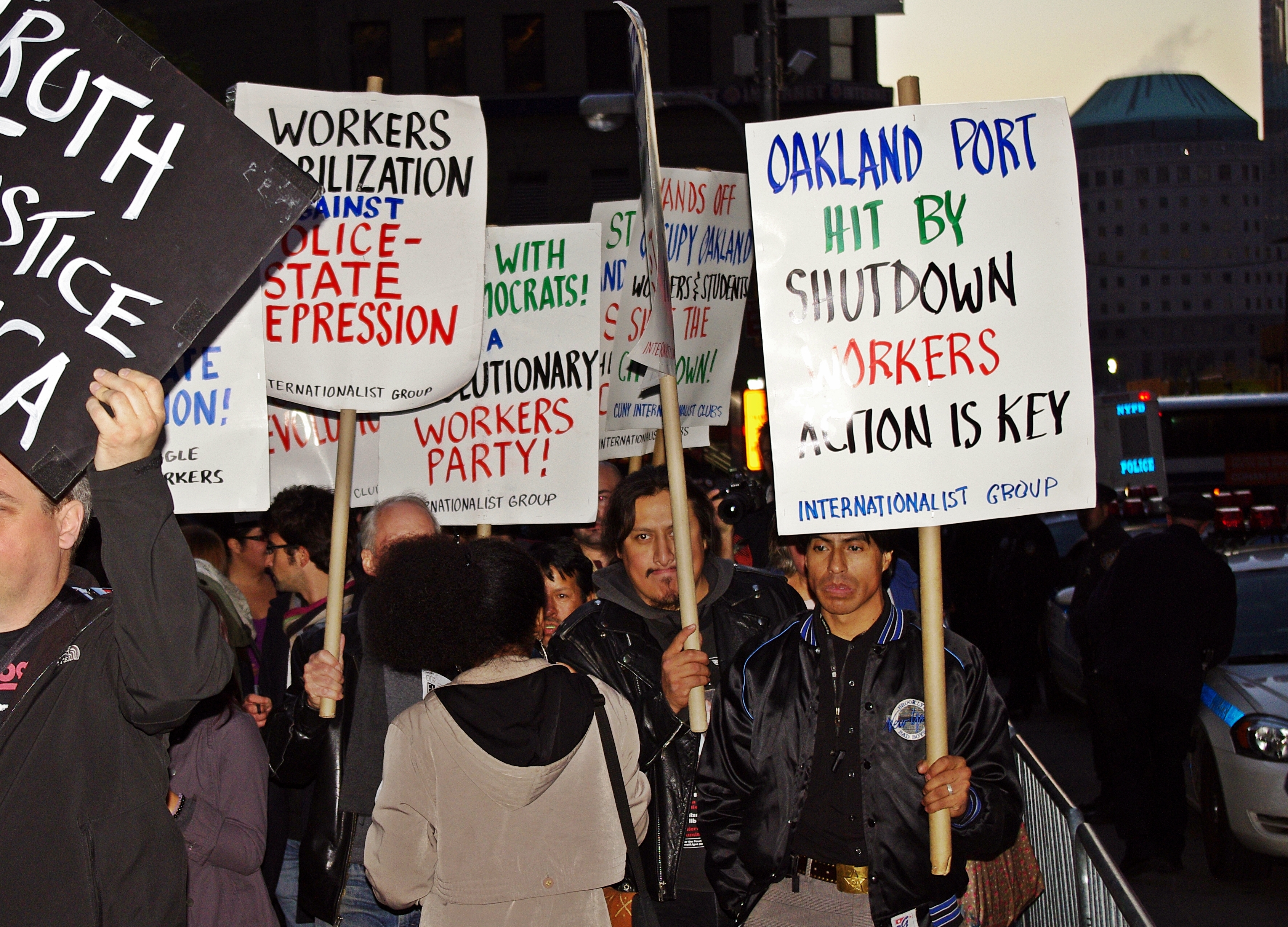 Members of the Internationalist Group march at Occupy Wall Street