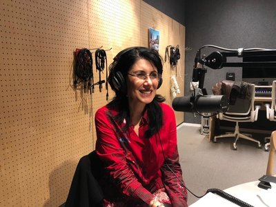 Smadar Recording Podcast About Building Smart Cities.