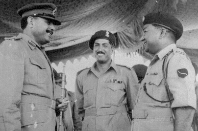 Brigadier Abbas Baig (middle) with President Ayub Khan (left)