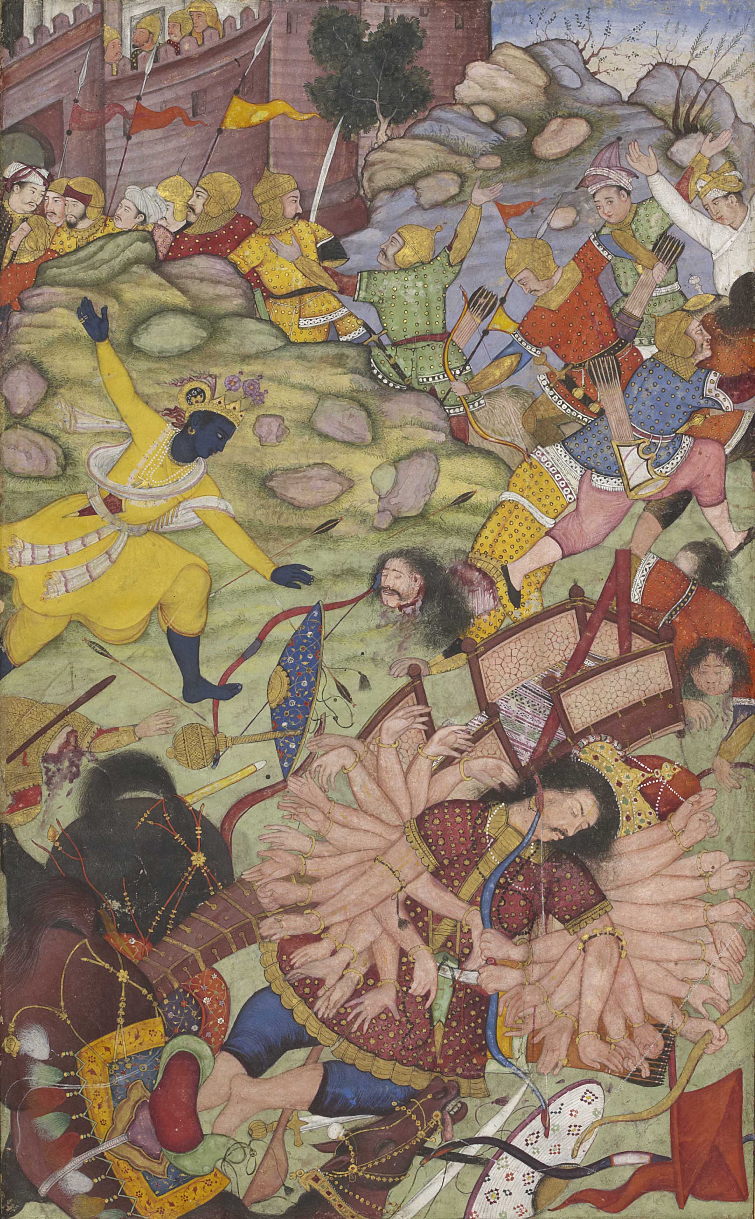 Depiction of the battle between Krishna and Banasura, a legend associated with Banasur Fort in Hindu mythology