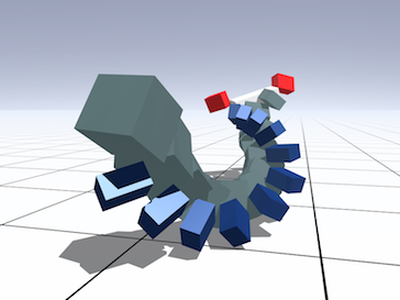An example of a Rolling Ribbon creature on a flat terrain