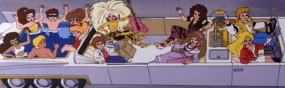 The principal cast. In pool (clockwise from bottom left): Shanelle, Nikki, Buck, Switchboard, Jillian, Radley. In back seat (clockwise from bottom left): Chester, Jett, Gig, Tara. In front seat: Larke, Troy. Not shown: Bianca, Blaze, Empress, Pierce, Tiara, Wilshire.