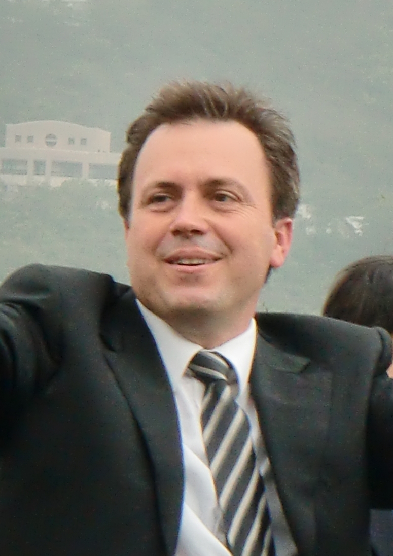 Caspar Fownes, horse trainer based in Hong Kong. He is celebrating a first Hong Kong Derby win