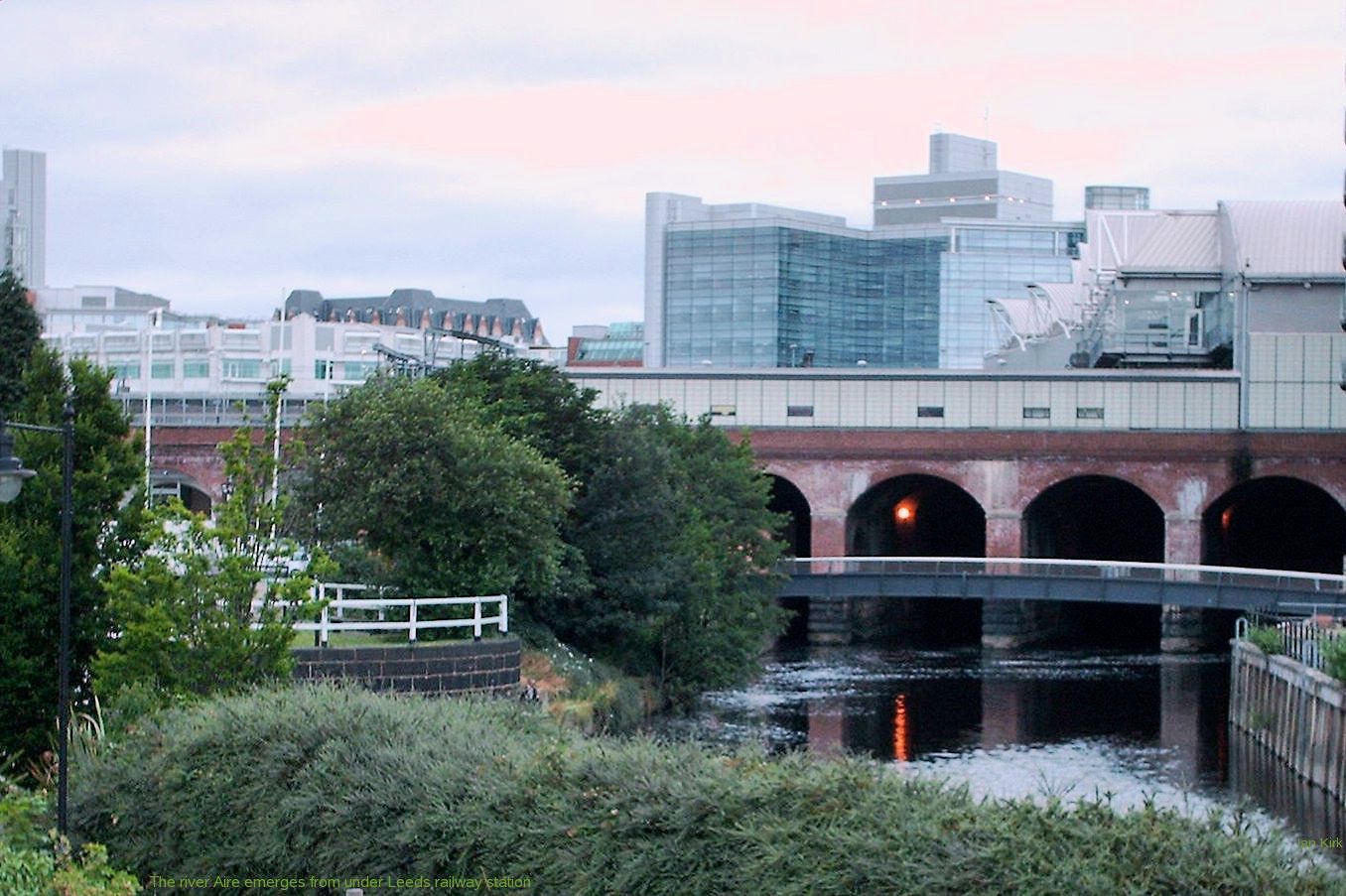 At Leeds, the station is located on a viaduct over two streets and a river