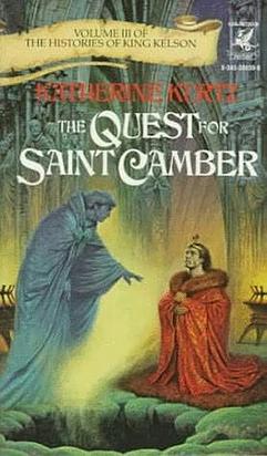 Camber MacRorie (left) appears to Kelson Haldane (right) on the cover of The Quest for Saint Camber (1986); artwork by Darrell K. Sweet.