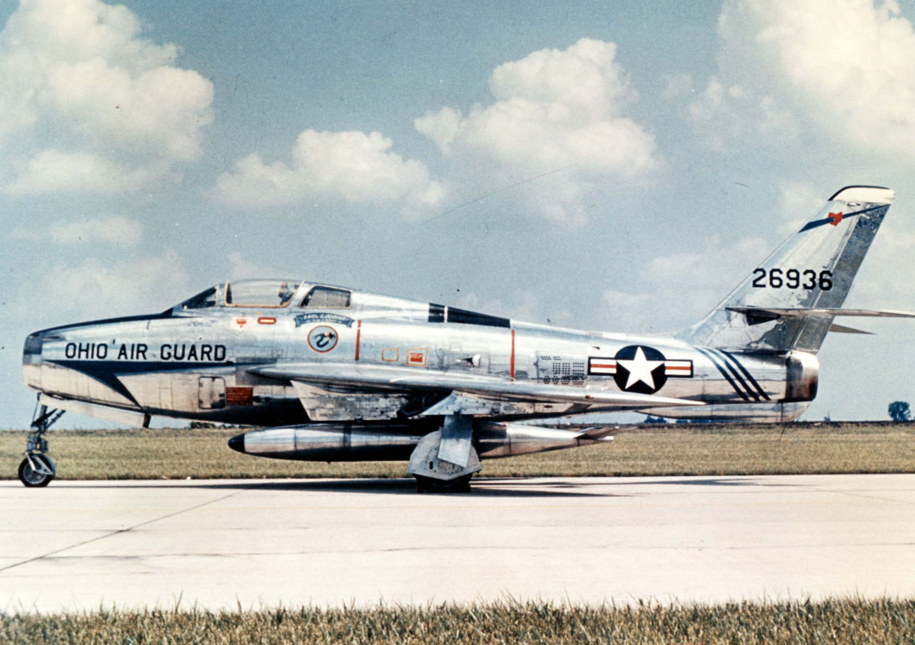 Former Ohio 166th TFS Republic F-84F-40-RE Thunderstreak, Serial 52-6526. Today, this aircraft is on permanent exhibit at the Museum of the United States Air Force Wright-Patterson AFB, Ohio