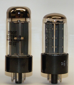 5Y3GT by General Electric, circa 1960 (right) and current production Sovtek (left)