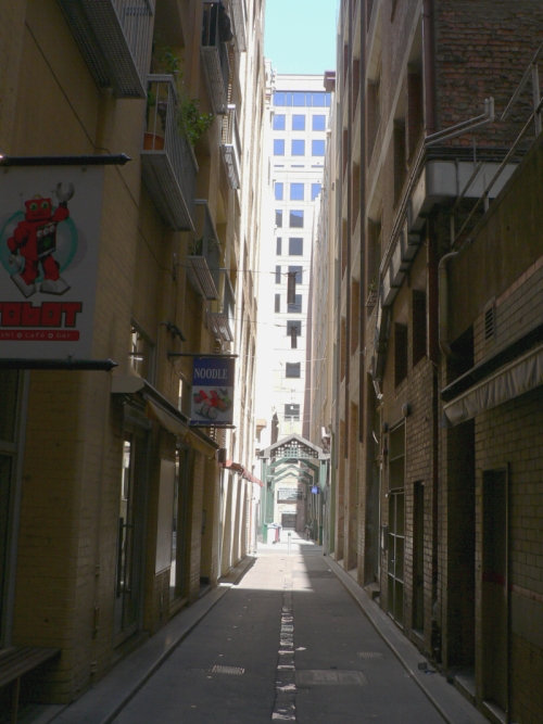 Bligh Place, looking South from the Deanery through to the University Arcade
