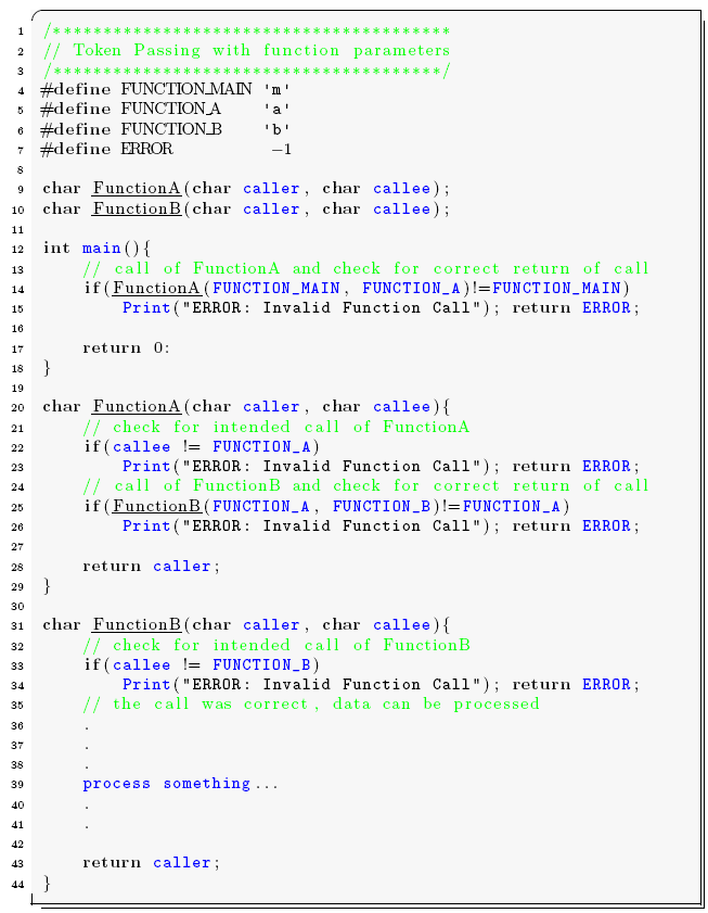 C Source: Token Passing with Function Parameters.
