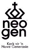The NeoGen logo was designed by Erwin Bindeman, and depicts the differences between youth and adult, as well as the cross representing Christianity.