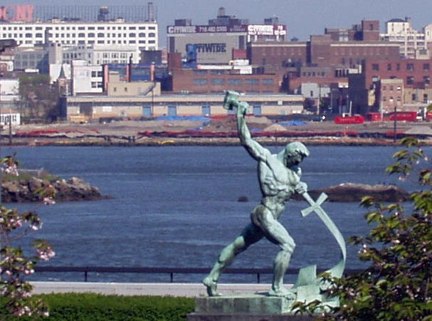 Let Us Beat Swords into Plowshares, a sculpture by Evgeniy Vuchetich