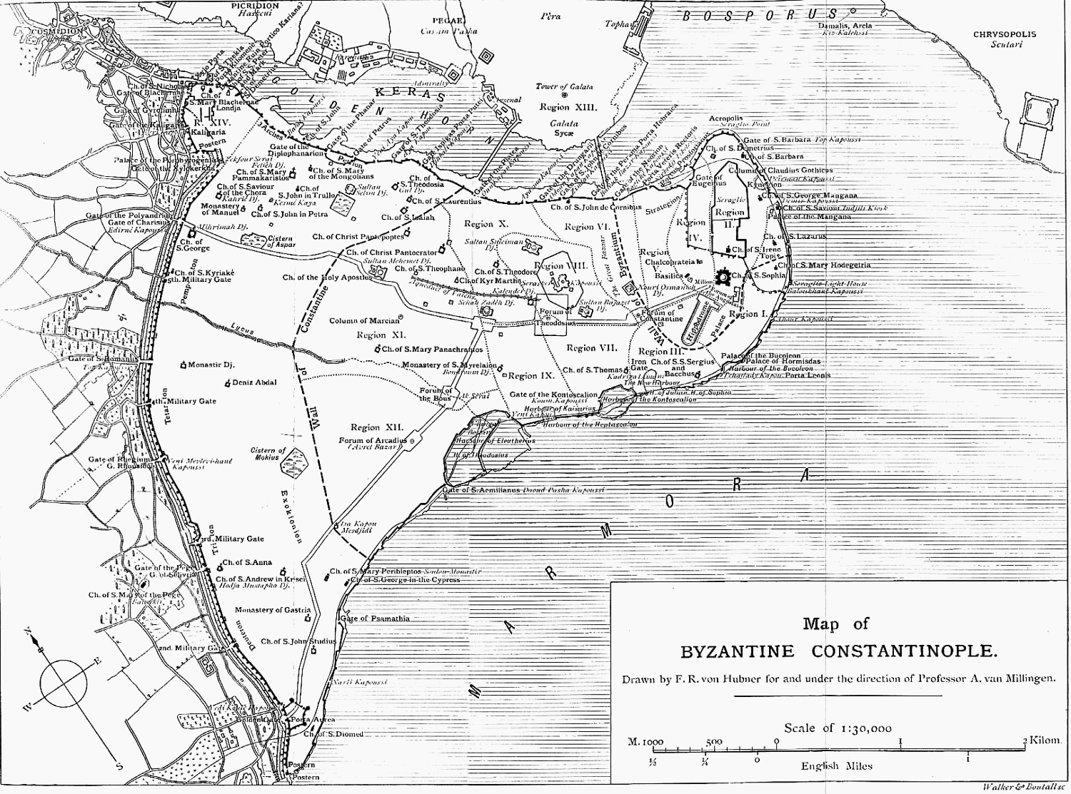 Map of Constantinople. Detailed map.