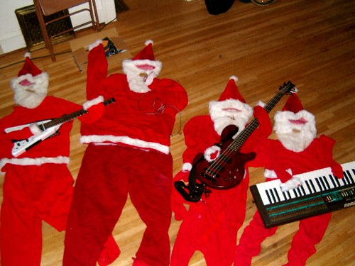 The Santa suits used in a JonnyX and the Groadies Concert