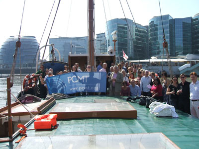 Supporters attenting the 2006 PCMT Thames River Barge cruise, raising funds for the PCMT