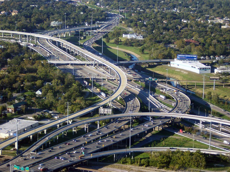 the Interstate 10 - Interstate 45 interchange northwest of downtown Houston.