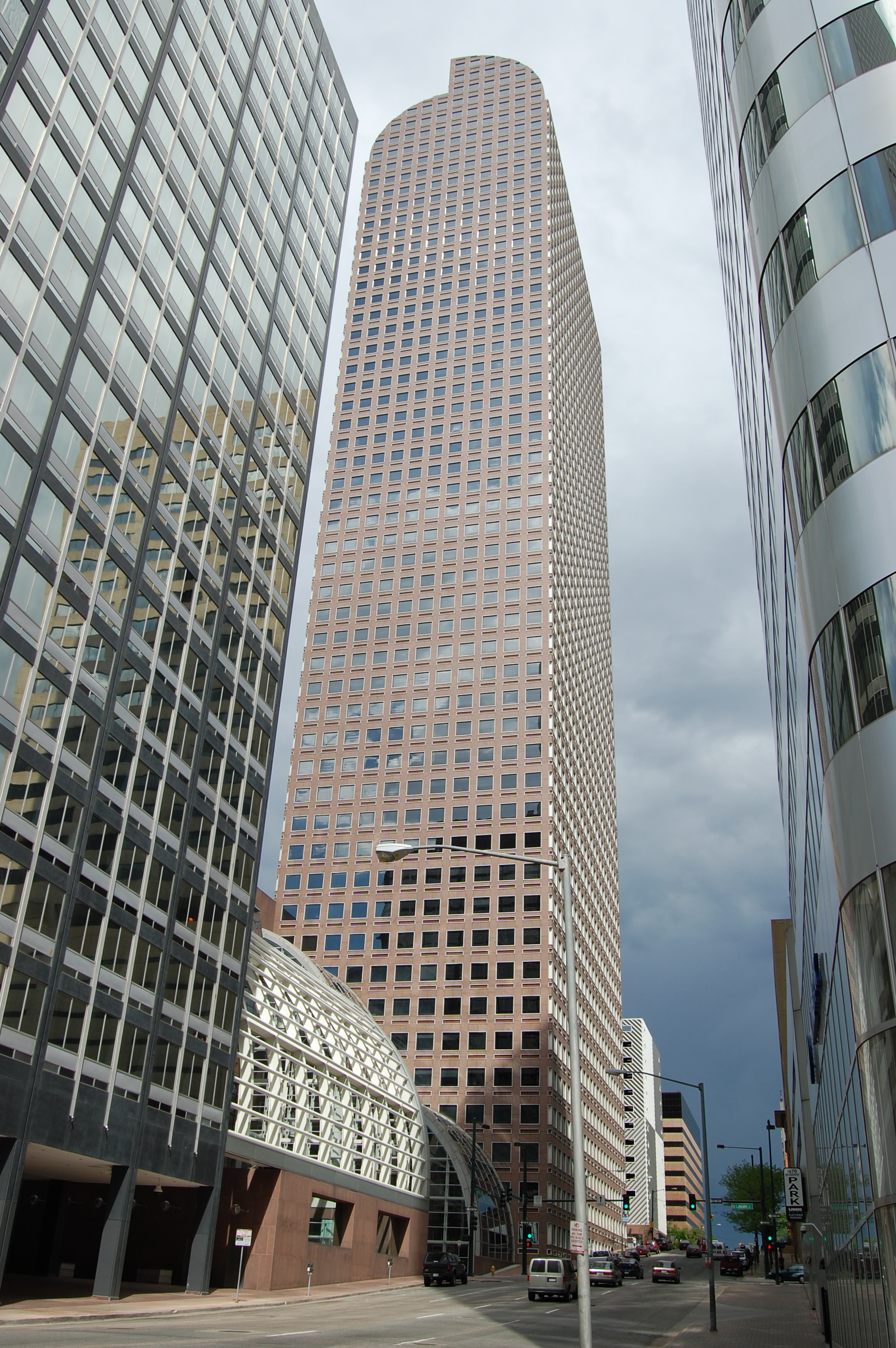 Wells Fargo Center (Denver), Colorado. Known as "Cash Register Building" due to its architecture. Wells Fargo Center (Denver), Colorado. Known as "Cash Register Building" due to its architecture.