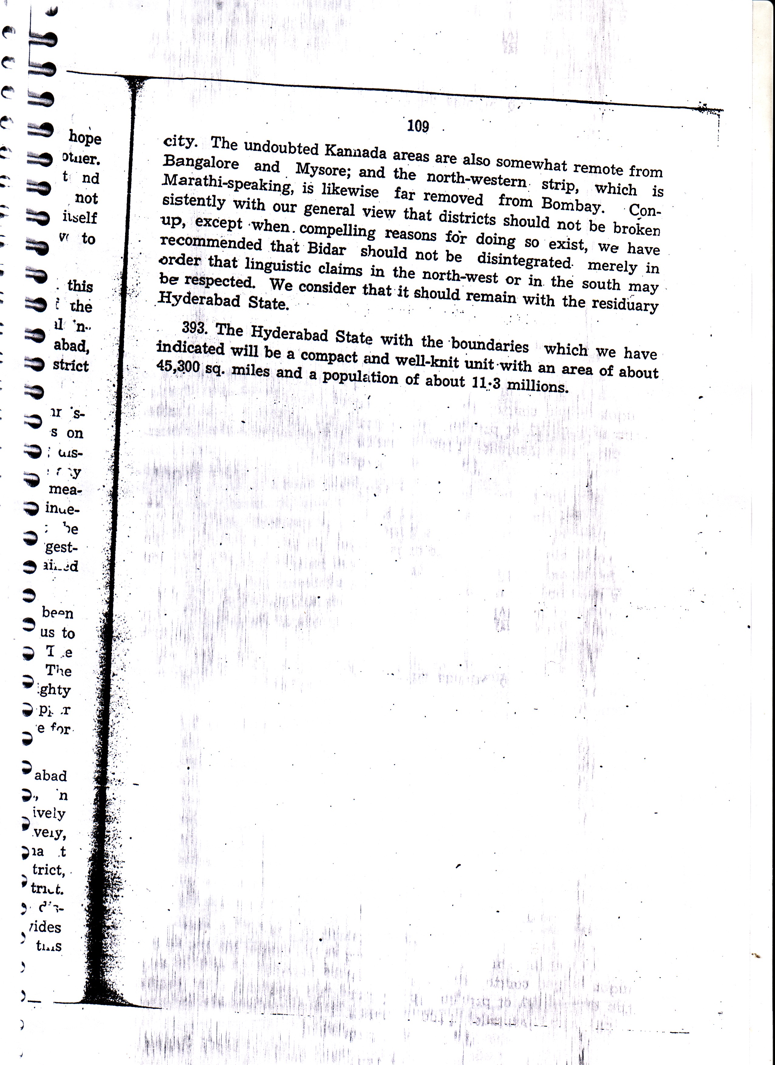 States Reorganisation Commission Para 392 to 393 