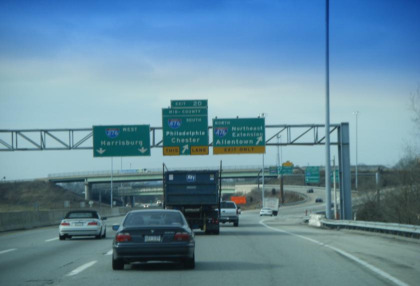 Westbound Pennsylvania Turnpike (Interstate 276) at the Mid-County interchange.