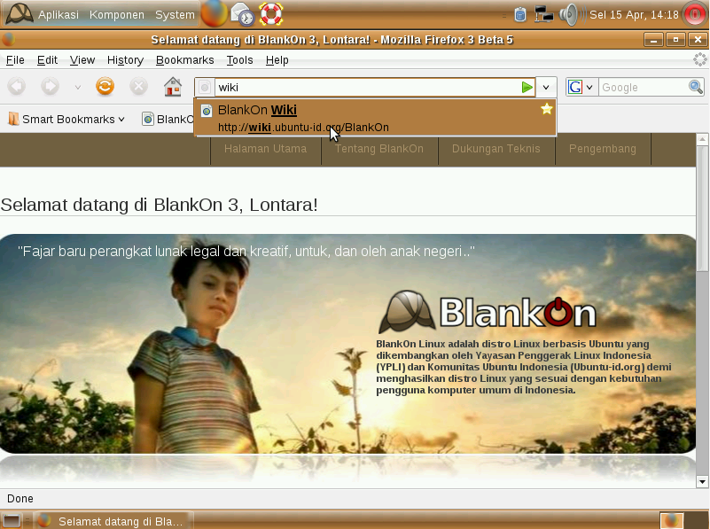 BlankOn Lontara with Firefox shows the old BlankOn website BlankOn Lontara with Firefox shows the old BlankOn website