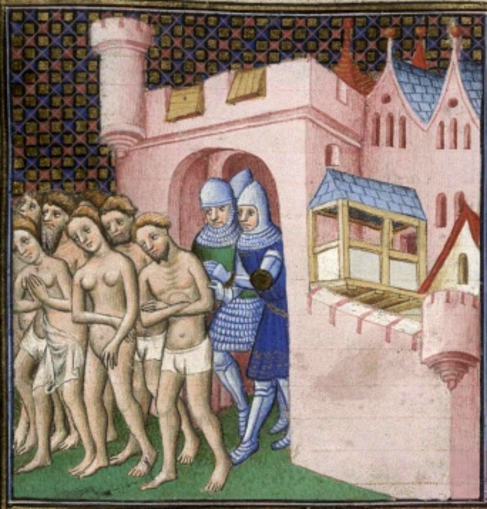 Cathari being expelled from Carcassonne in 1209
