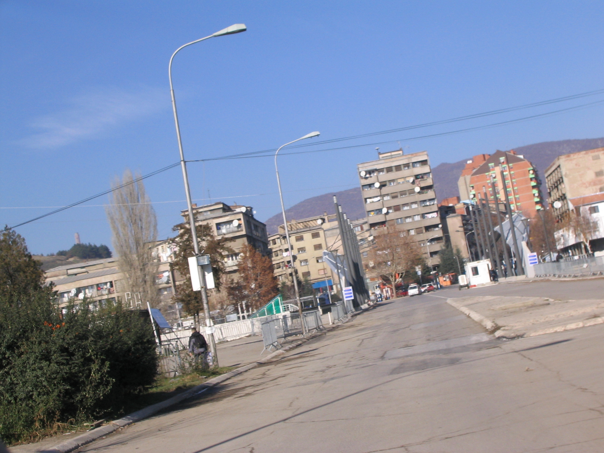 Bridge in Kosovska Mitrovica over Ibar - symbol of division of Kosovo