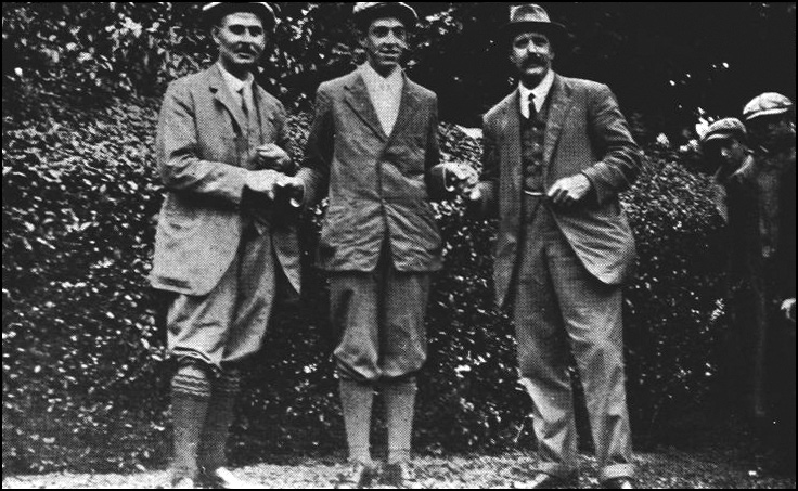 Ouimet (center) with Harry Vardon (left) and Ted Ray Ouimet (center) with Harry Vardon (left) and Ted Ray