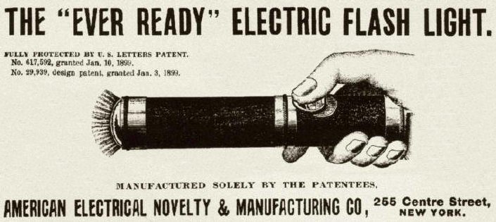 1899 Electrical Age Magazine ad for Ever Ready Electric Flashlight