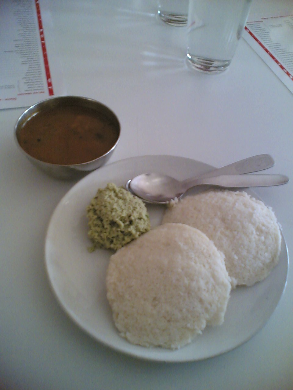 An Idly served in an Udupi restaurant