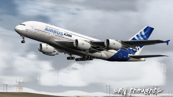 An image from Cecil's 'A380 Jumpseat View Takeoff 2010' video.