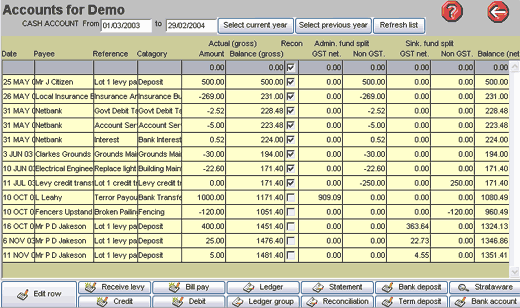 Strataware Version 1 General Ledger Screen Strataware Version 1 General Ledger Screen