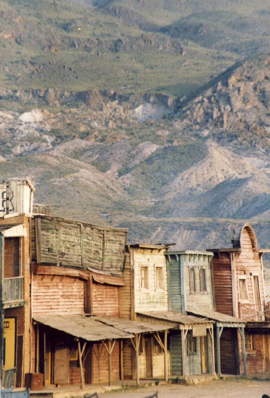 Set of The Good, the Bad and the Ugly with the distinctive rugged terrain in the background