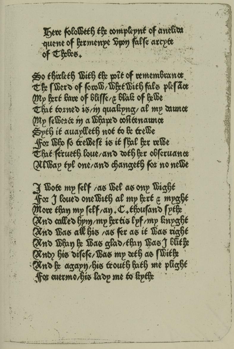  A page from original manuscript of Anelida and Arcite