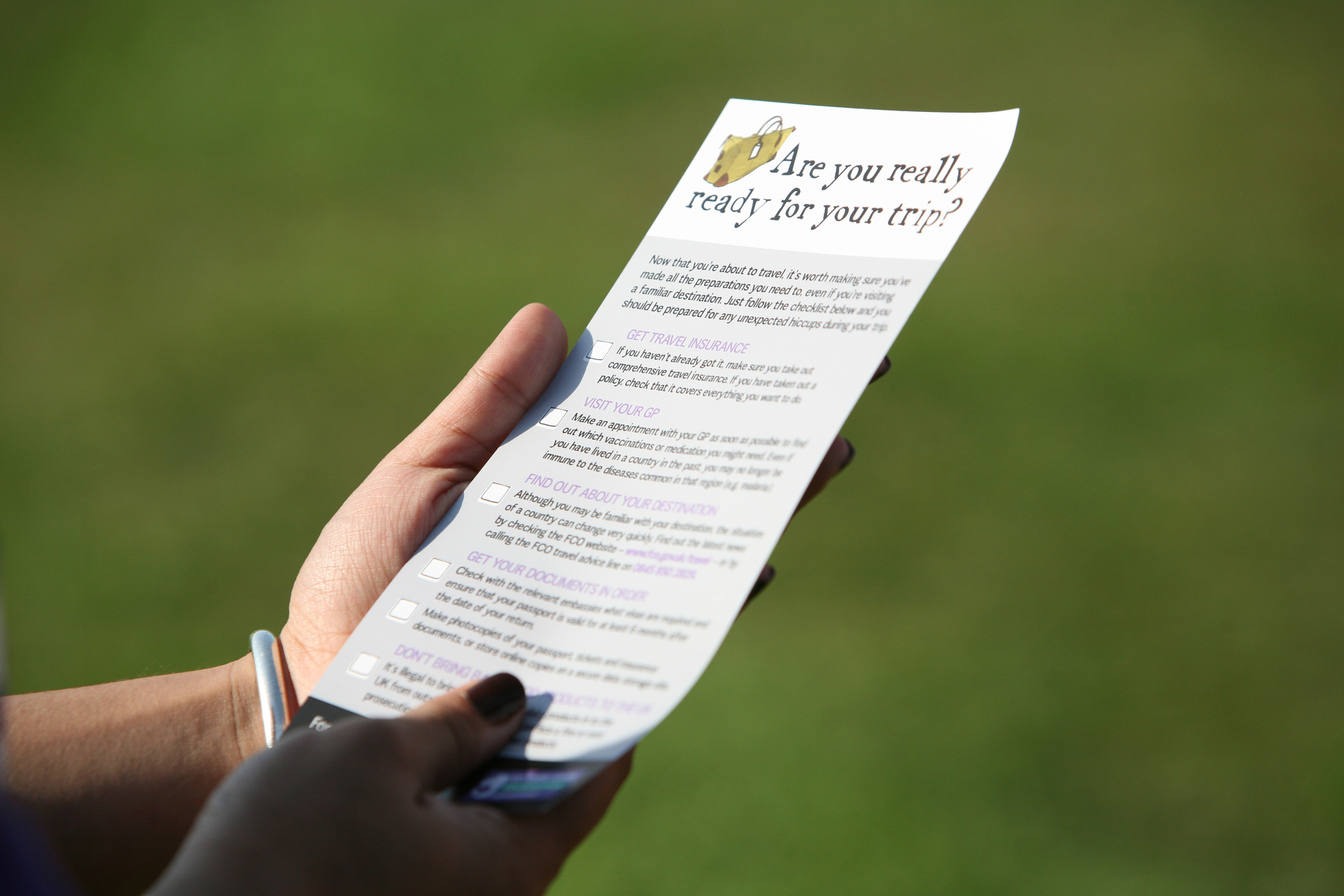 A Know Before You Go leaflet containing key messages A Know Before You Go leaflet containing key messages