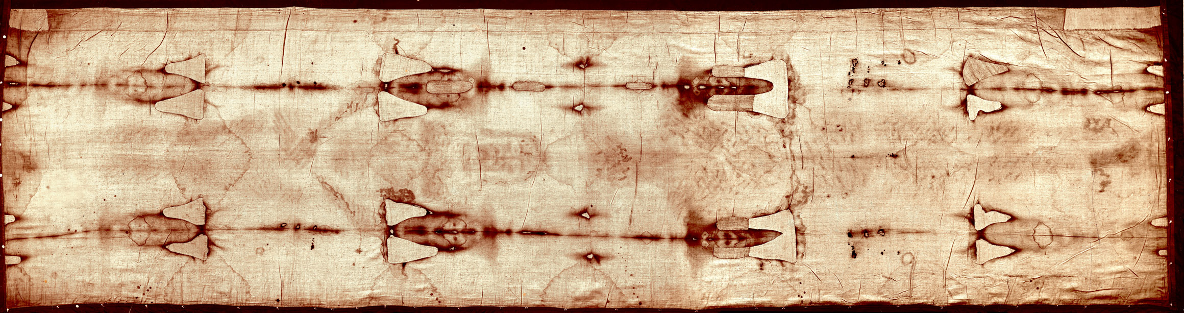 Full-length image of the Shroud of Turin before the 2002 restoration.