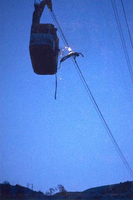 Olympic Games 92. Nine figures from a cable car in Val d'Isère