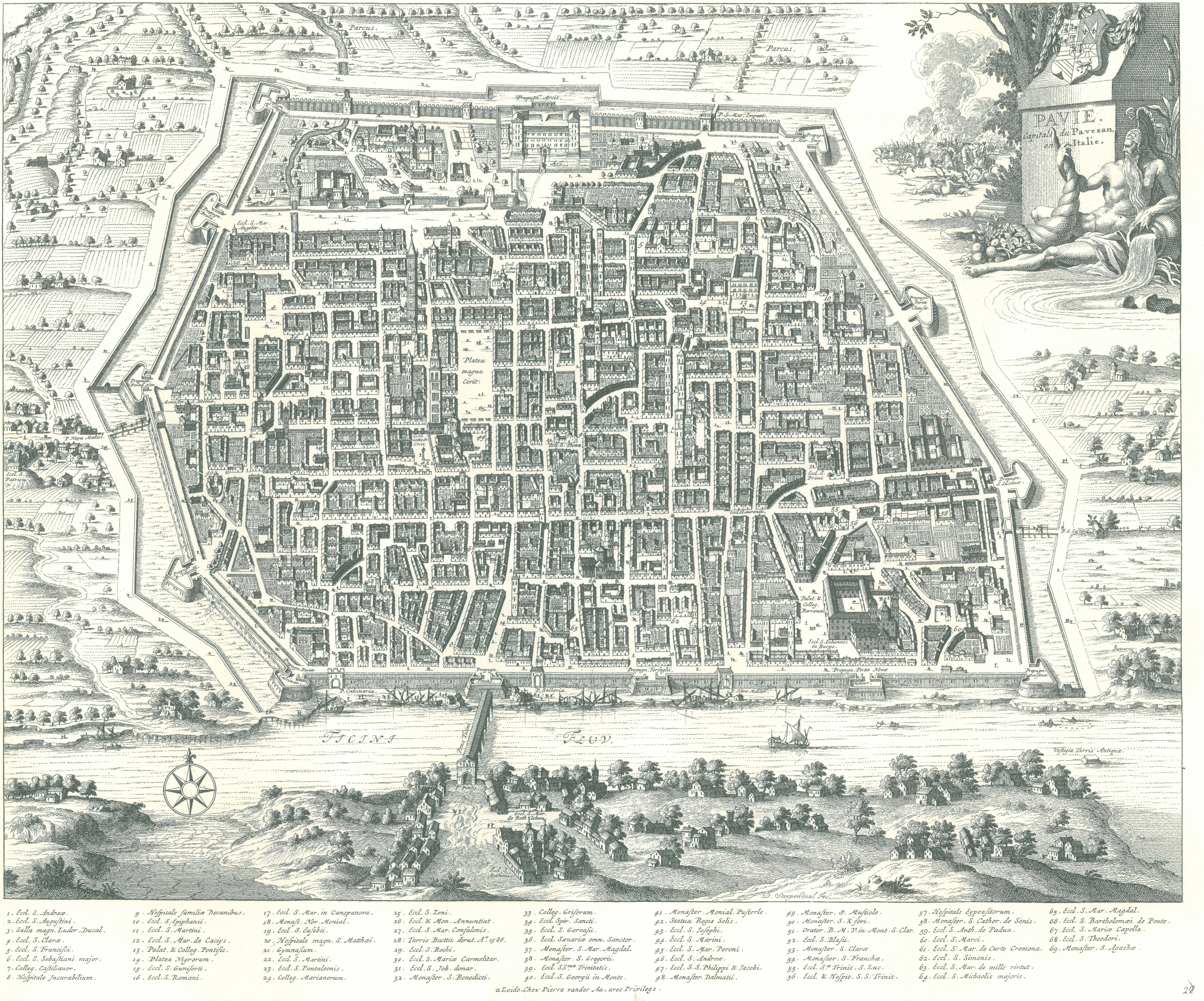 Pieter van der Aa 1728 map of Pavia