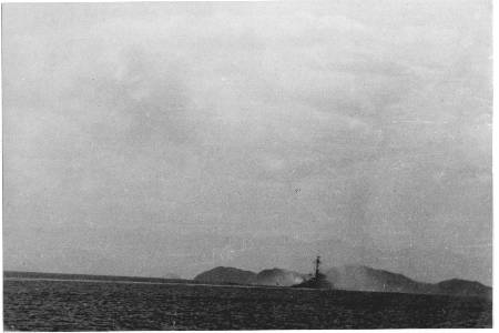 USS Pirate just after being hit by a sea mine.