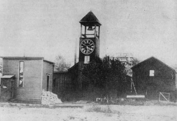 right: Nels Johnson clock shop, circa 1912 left: Amateur Astronomical Observatory of Johnson's with removable window.