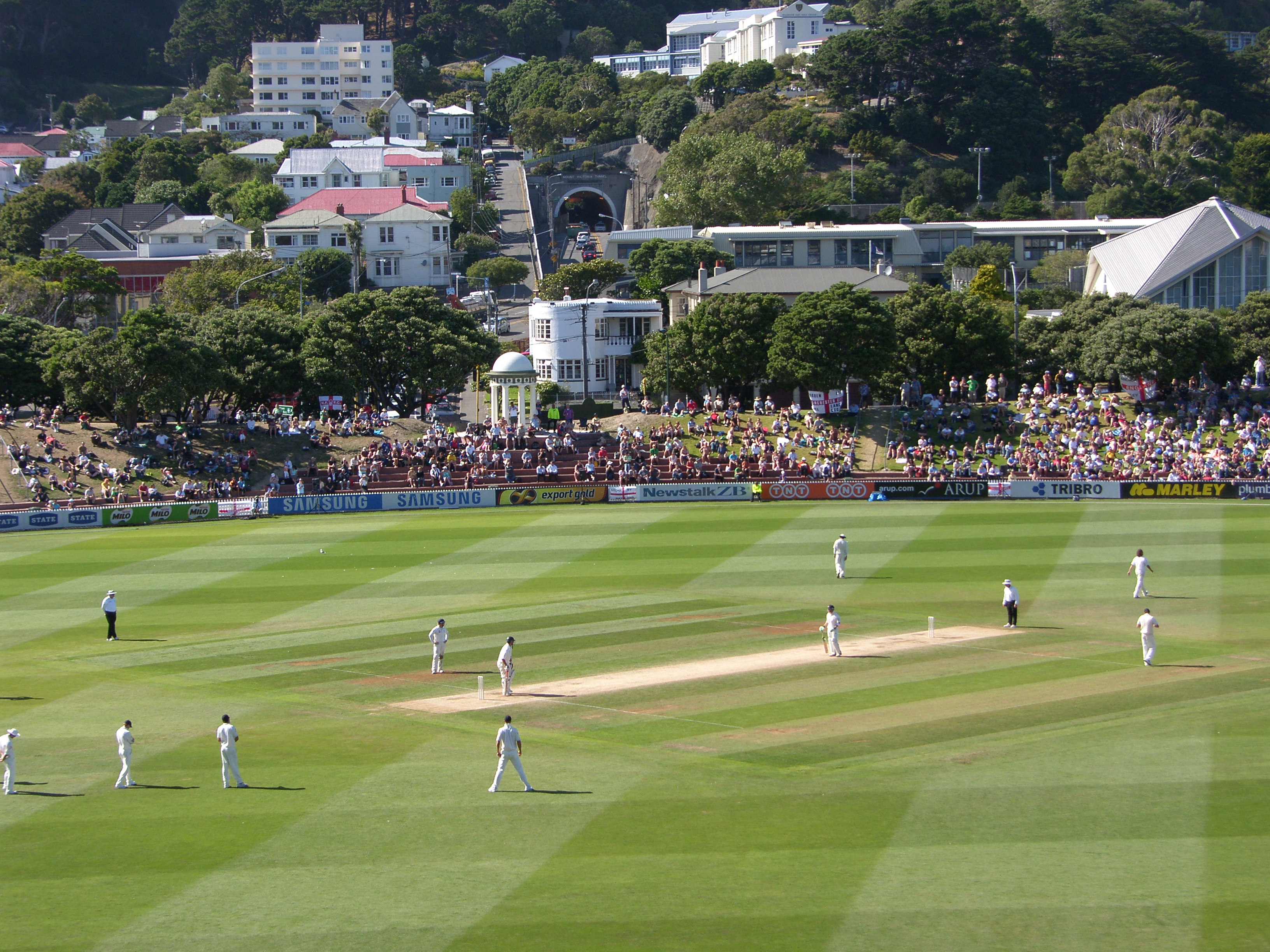 New Zealand playing England in a Test match at the Basin Reserve