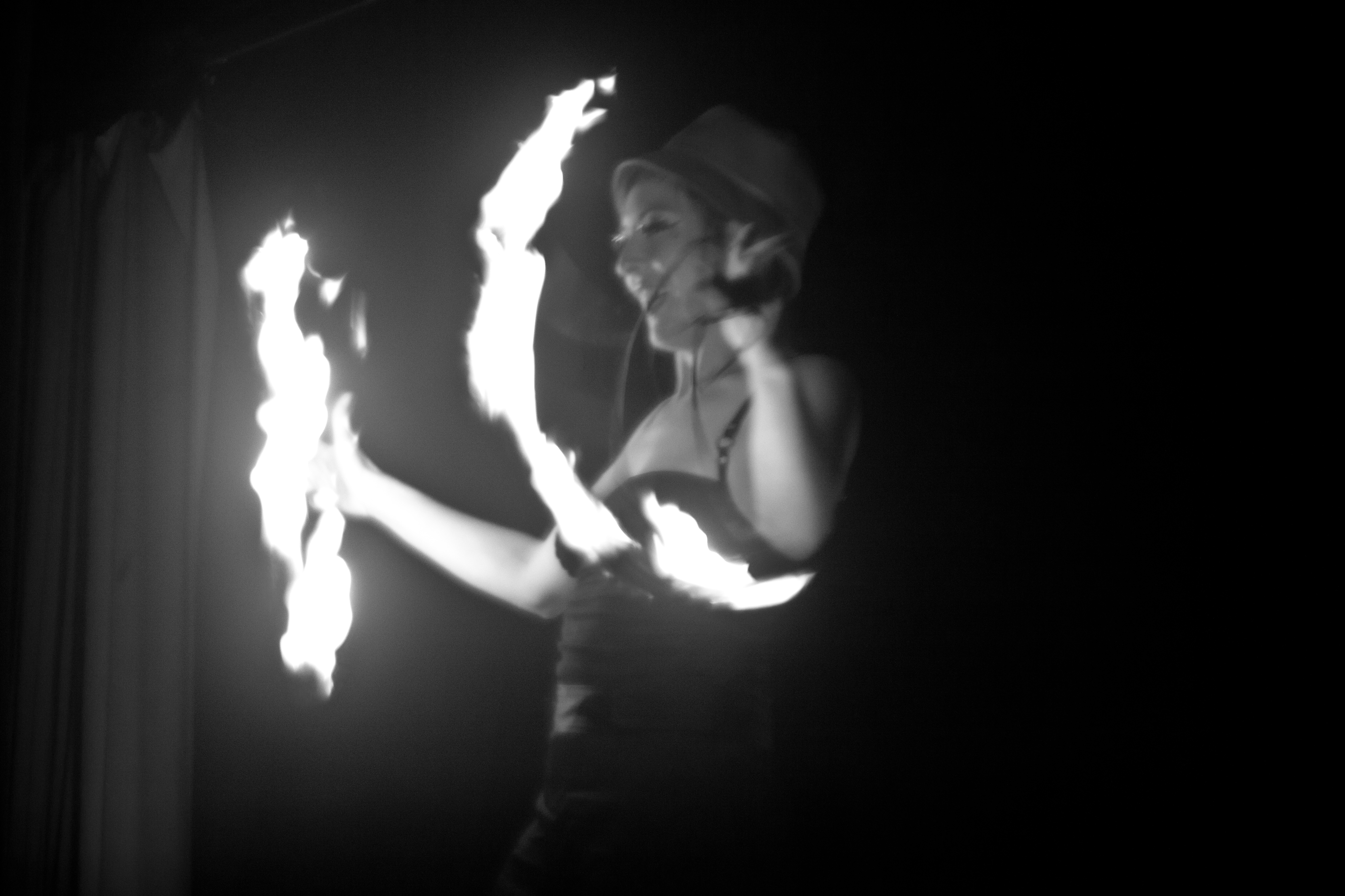 Ali Luminescent performing a fire dance at the Shanghai Mermaid in 2012