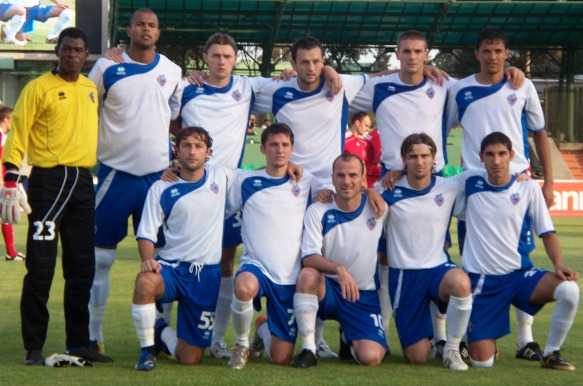 FC Baku line up before a 2009–10 UEFA Champions League 2QR match against FK Ekranas