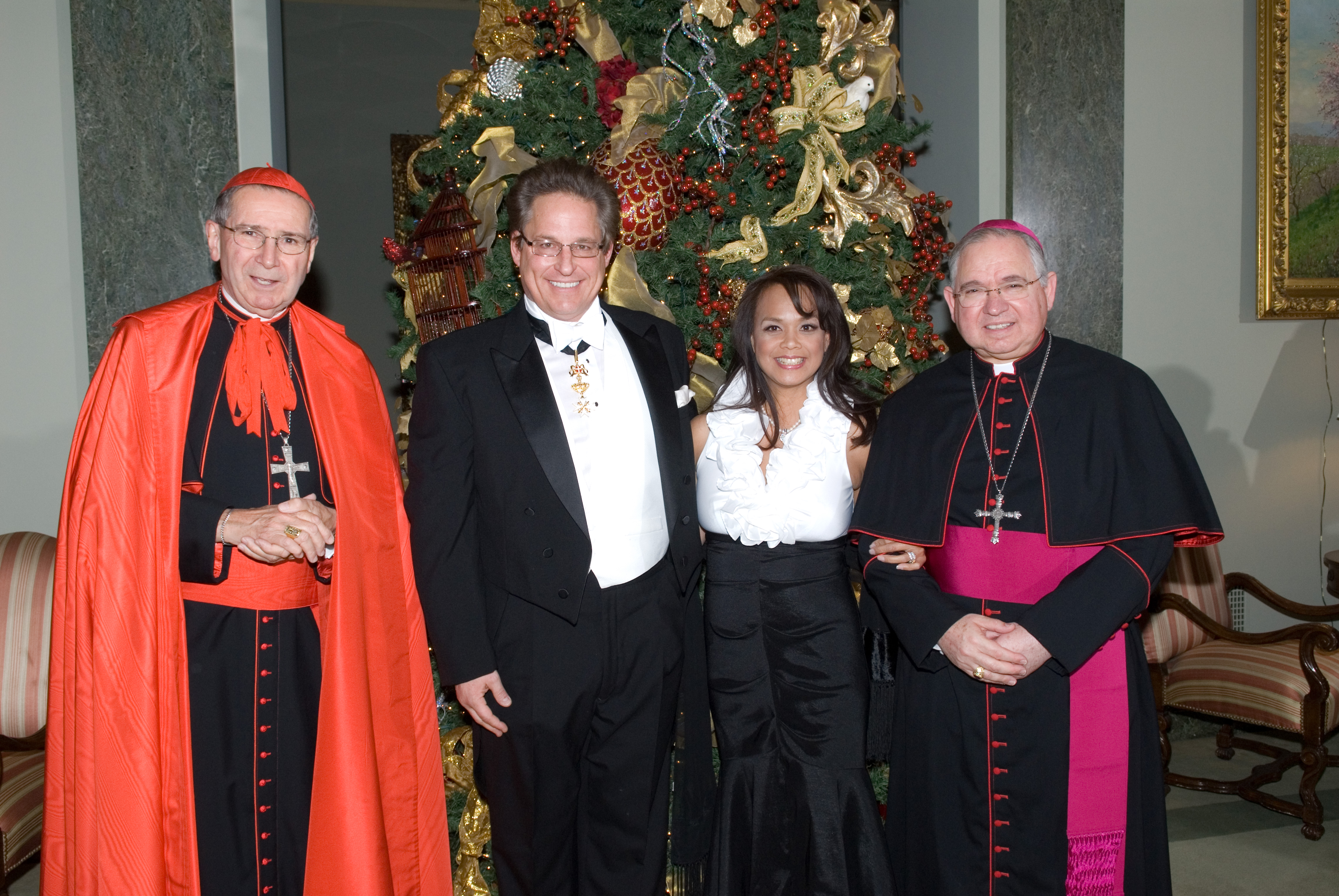 Mark and Ana Albert with Roger Cardinal Mahony (left) and Archbishop Jose Gomez
