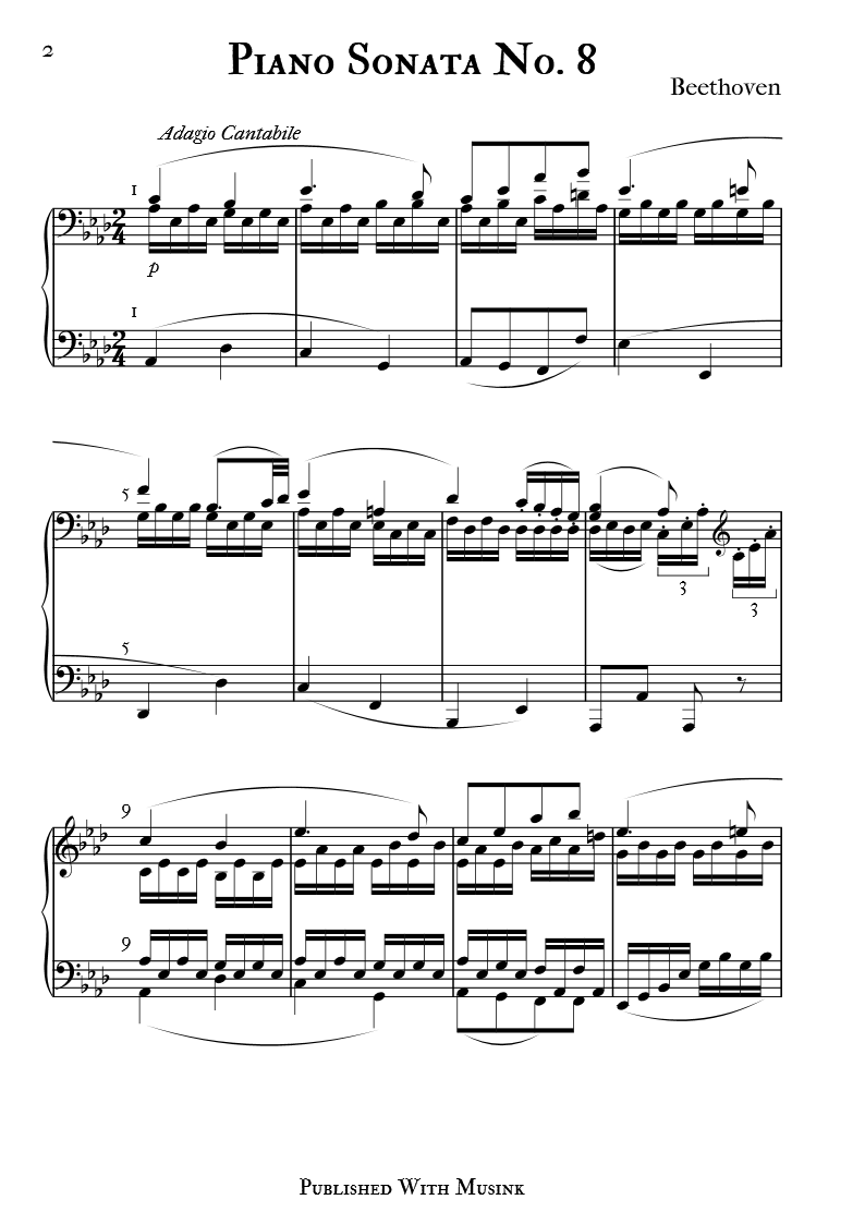 A published score created in Musink