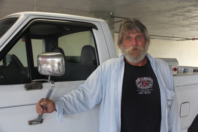 Formerly homeless Vietnam veteran with truck where he lived for 18 months.