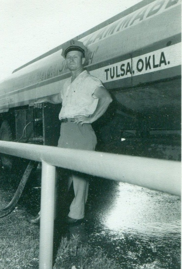 Carl Crim with a Hugh Breeding Tank Truck