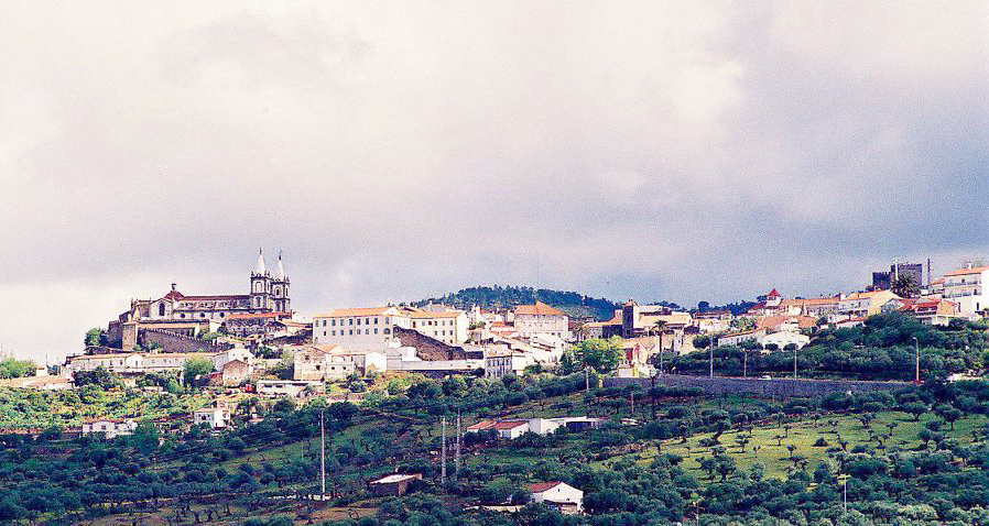 View of Portalegre from the distance. The church at the left is the cathedral of the city.