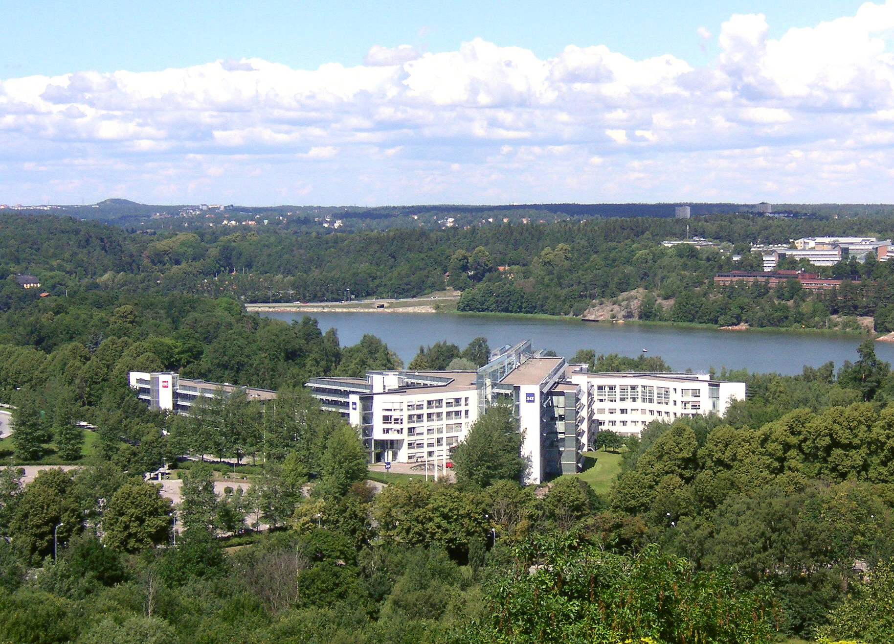 SAS Frösundavik Office Building and lake Brunnsviken